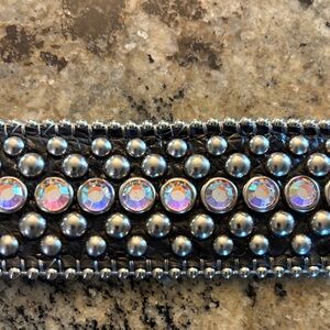 B.B. Simon Black and Silver Studded Belt